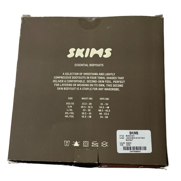 SKIMS Essential Long Sleeve Scoop Bodysuit Pacific 4X/5X - Picture 8 of 12